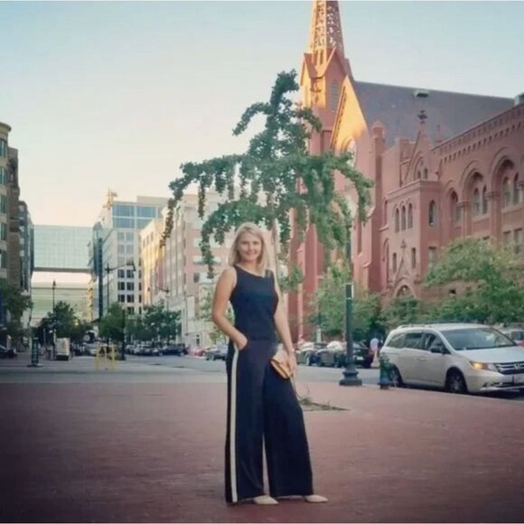 Robert Rodriguez Wide Leg Side Ribbon Stripe Black Silk Pants Trousers 10 - Picture 2 of 6